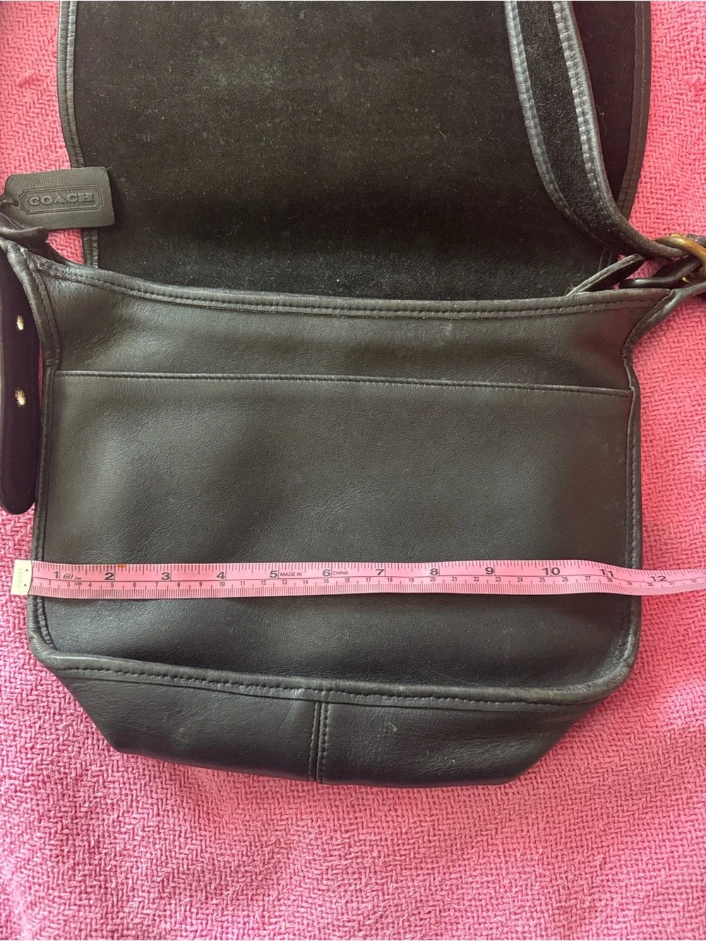 Black Leather Messenger Bag - Brand Coach